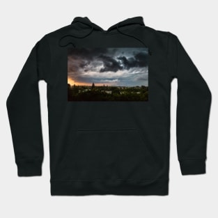 Extreme stormy clouds over the city Hoodie